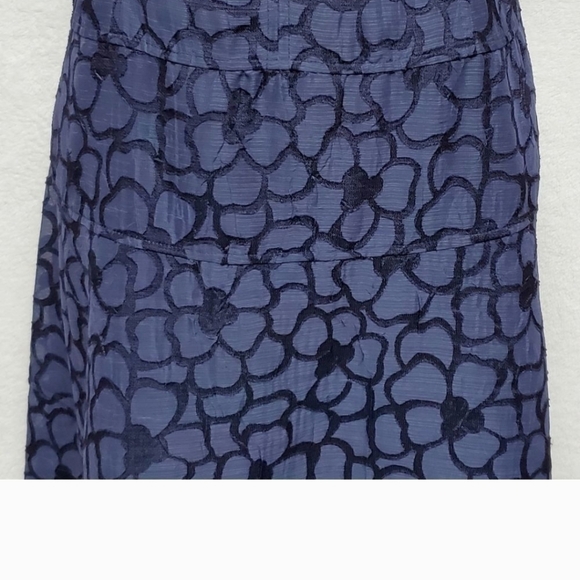 ANNE Klein Blue Floral Textured Cap Sleeve Midi Length Back-Zip Sheath Dress 8 - Picture 2 of 7